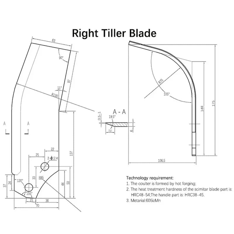 Cfgindustrial 20PCS Rotary Tiller Blades L-Tines Replacement Fit for TAS74, TAS81 | LDZC-TS