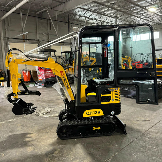 Cfgindustrial 1 Ton Mini Excavator with R420D Gasoline Engine w/ Enclosed Cab | QH13R