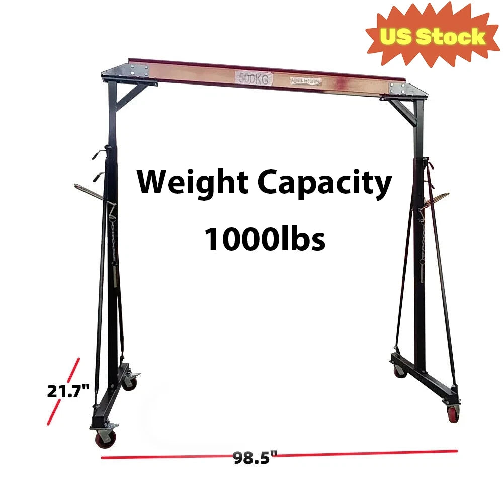 Cfgindustrial 0.5 Ton Adjustable Steel Gantry Crane Portable Shop Lift Hoist |  AGT-ASGC-1000
