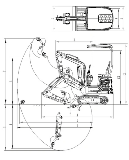Cfgindustrial 1.4 Ton Mini Excavator with B&S 13.5HP Gasoline Engine, w/ Upgraded Hydraulic System | AGT-DY14