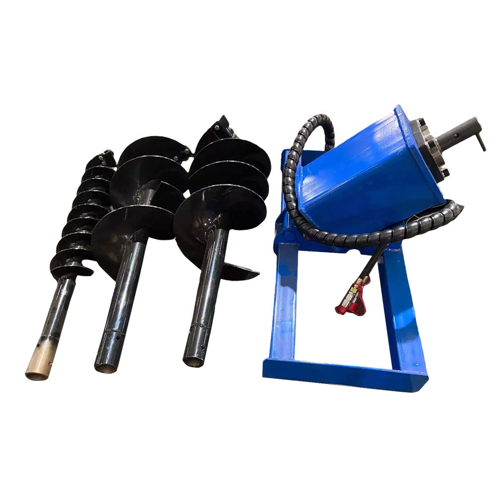 Cfgindustrial Heavy Duty Skid Steer Hydraulic Auger Attachment with 6", 12" & 14" Bits | AGT-SSECAG-Y-BL