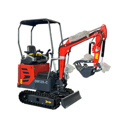 Cfgindustrial 1 Ton Upgraded Mini Excavator with Pilot Control, Side Swing Boom & Hydraulic Thumb | DM12X-C
