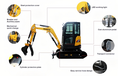 Cfgindustrial 2.8 Ton Yanmar Diesel Engine Mini Excavator with Hydraulic Thumb | CFG-STE35SR