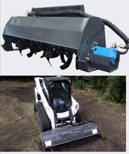 Cfgindustrial 72" SKID STEER HYDRAULICTILLER -32PCS BLADES | ECSSTR072