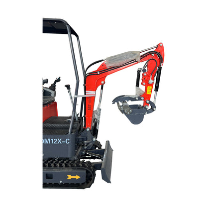 Cfgindustrial 1 Ton Upgraded Mini Excavator with Pilot Control, Side Swing Boom & Hydraulic Thumb | DM12X-C