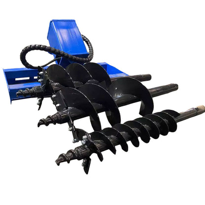 Cfgindustrial Heavy Duty Skid Steer Hydraulic Auger Attachment with 6", 12" & 14" Bits | AGT-SSECAG-Y-BL