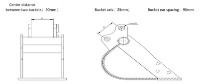 Cfgindustrial 10" Bucket with teeth Digger Attachment for Excavators  | 12EX-WD10