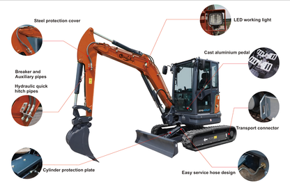 Cfgindustrial 4 Ton Mini Excavator with Kubota D1703 Engine with Hydraulic Thumb | CFG-40UF
