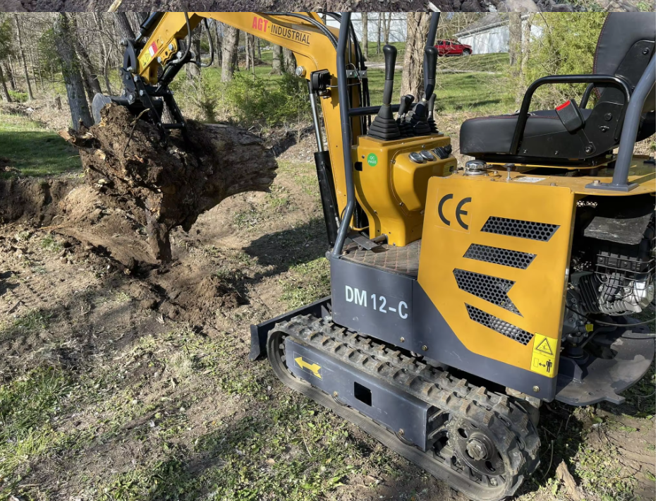 Cfgindustrial 1 Ton Mini Excavator with 13.5 HP B&S Gasoline Engine w/ Hydraulic Thumb & Side Swing Boom | AGT-DM12-C