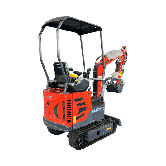 Cfgindustrial 1 Ton Upgraded Mini Excavator with Pilot Control, Side Swing Boom & Hydraulic Thumb | DM12X-C