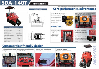 Cfgindustrial 0.8 Ton Tracked Mini Skid Steer with Rato R420D Engine | SDA-140T