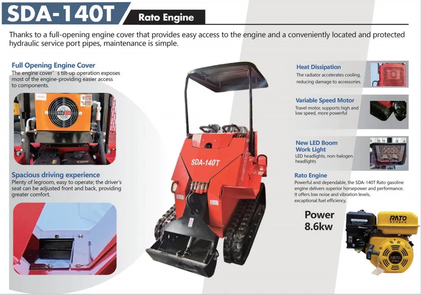 Cfgindustrial 0.8 Ton Tracked Mini Skid Steer with Rato R420D Engine | SDA-140T