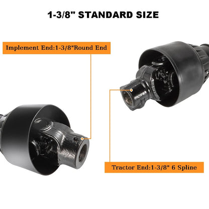 PTO Shaft, 1-3/8", Series 4, 6 Spline, 41.33-62" | AGT-T4-1050PP