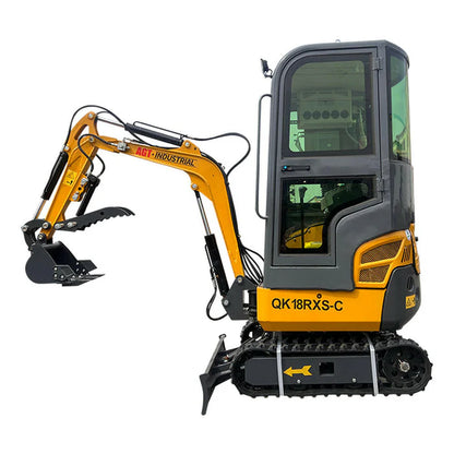 Cfgindustrial 1 Ton Mini Excavator with Rato Engine w/ Air Conditioning & Enclosed Cab & Side Swing & Hydraulic Thumb | AGT-KH18-C / AGT-QK18RXS-C
