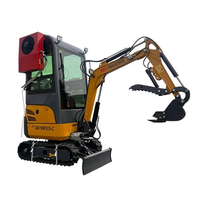 Cfgindustrial 1 Ton Mini Excavator with Rato Engine w/ Air Conditioning & Enclosed Cab & Side Swing & Hydraulic Thumb | AGT-KH18-C / AGT-QK18RXS-C