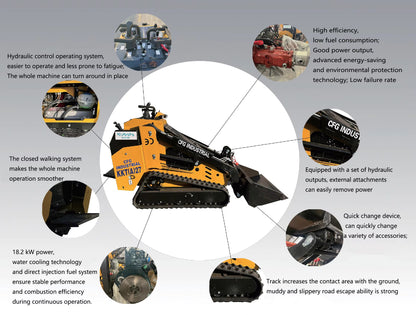 Cfgindustrial Mini Skid Steer Loader Crawler Diesel Kubota Engine | CFG KKT27