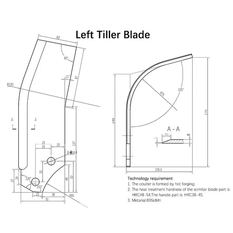 Cfgindustrial 20PCS Rotary Tiller Blades L-Tines Replacement Fit for TAS74, TAS81 | LDZC-TS