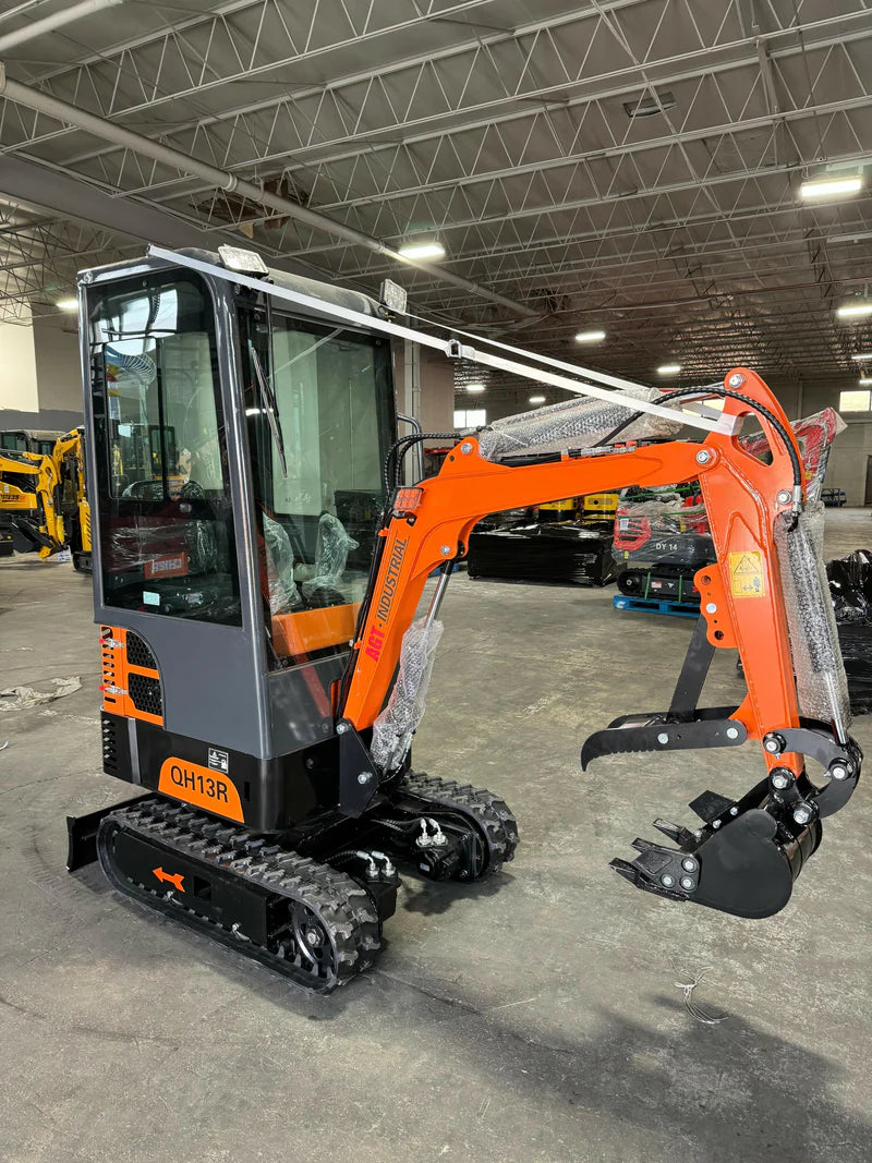 Cfgindustrial 1 Ton Mini Excavator with R420D Gasoline Engine w/ Enclosed Cab | QH13R
