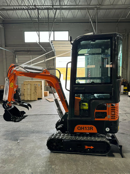 Cfgindustrial 1 Ton Mini Excavator with R420D Gasoline Engine w/ Enclosed Cab | QH13R