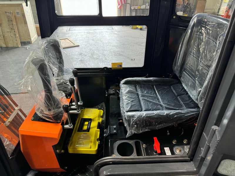 Cfgindustrial 1 Ton Mini Excavator with R420D Gasoline Engine w/ Enclosed Cab | QH13R
