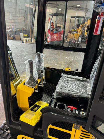 Cfgindustrial 1 Ton Mini Excavator with R420D Gasoline Engine w/ Enclosed Cab | QH13R