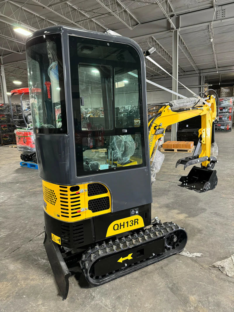 Cfgindustrial 1 Ton Mini Excavator with R420D Gasoline Engine w/ Enclosed Cab | QH13R