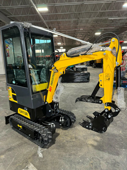 Cfgindustrial 1 Ton Mini Excavator with R420D Gasoline Engine w/ Enclosed Cab | QH13R