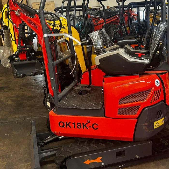 Cfgindustrial 1.4 Ton Mini Excavator with Kubota Engine, Side Swing Boom & Hydraulic Thumb | AGT-KH18K-C / AGT-QK18K-C