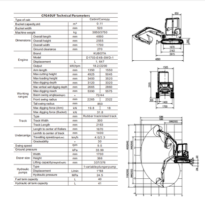 Cfgindustrial 4 Ton Mini Excavator with Kubota D1703 Engine with Hydraulic Thumb | CFG-40UF