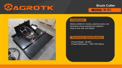 Cfgindustrial 35in Mini Skid Steer Brush Cutter with 2 Blades Loader Attachments | M-RC
