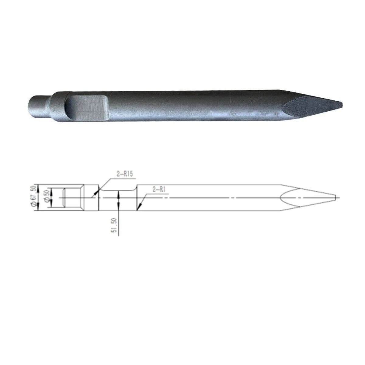 Cfgindustrial 68mm Hydraulic Breaker Chisel for SSHH-680A Skid Steer Hammer Attachment | AGT-BHDRILLPIPE68